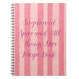 Rezeptbuch mit rosa Candy Stripe Notizblock