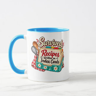 Rezepte auf Karteikarten überlebt Tasse