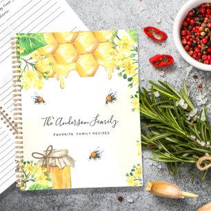 Rezepte Bienen Honiggelbe Florale Monogramm Notizbuch