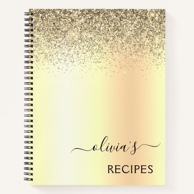 Rezepte Cookbook Gold Glitzer Monogram Notizbuch (Vorderseite)