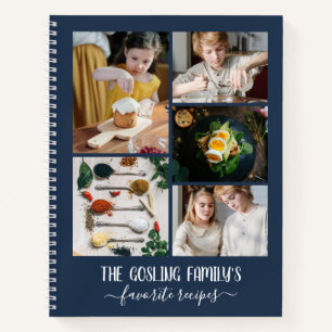 Rezepte der Blue-Foto Collage-Familie für Navy Notizbuch