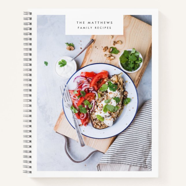 Rezepte Foto Sauberes, Minimalistisches Weiß Notizbuch (Vorderseite)