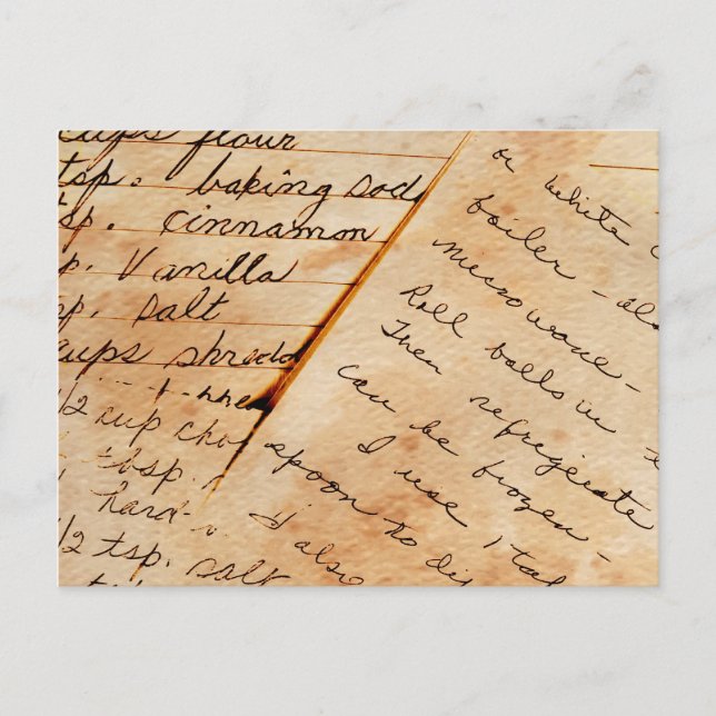 Rezepte für alte Familien Postkarte (Vorderseite)