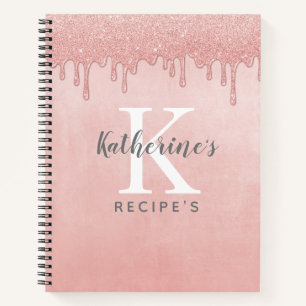 Rezepte für den Glitzer "Rosa Monogramm" Notizbuch