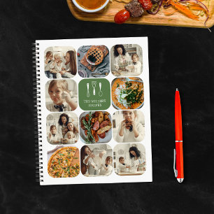 Rezepte für die Fotocollage-Reihe an grünen Rundec Notizbuch