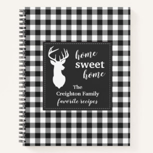 Rezepte für Familien mit schwarzem und weißem Ging Notizbuch