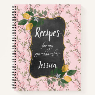 Rezepte für meine Enkelin auf Rosa Flora Notizbuch