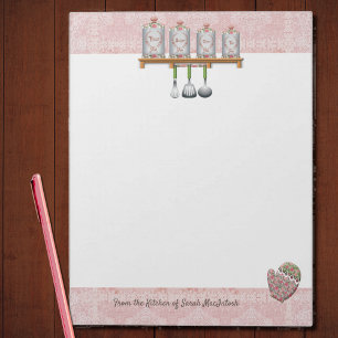 Rezepte für rosa Shabby-Chic-Küchen Notizblock