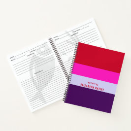 Rezepte für rote, rosa und Lila Streifen Notizbuch