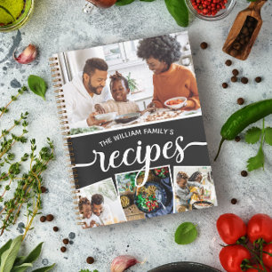 Rezepte für Schwarz-weiße Collage-Produktfamilie Notizbuch