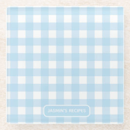 Rezepte | Gingham-Muster Hellblau und Weiß Glasuntersetzer