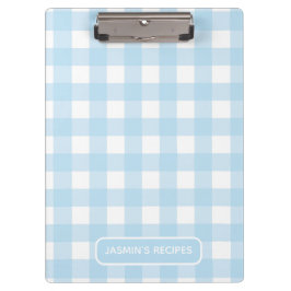Rezepte | Gingham-Muster Hellblau und Weiß Klemmbrett