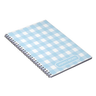 Rezepte Gingham-Muster Hellblau und Weiß Notizblock