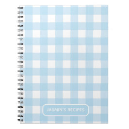 Rezepte | Gingham-Muster Hellblau und Weiß Notizblock