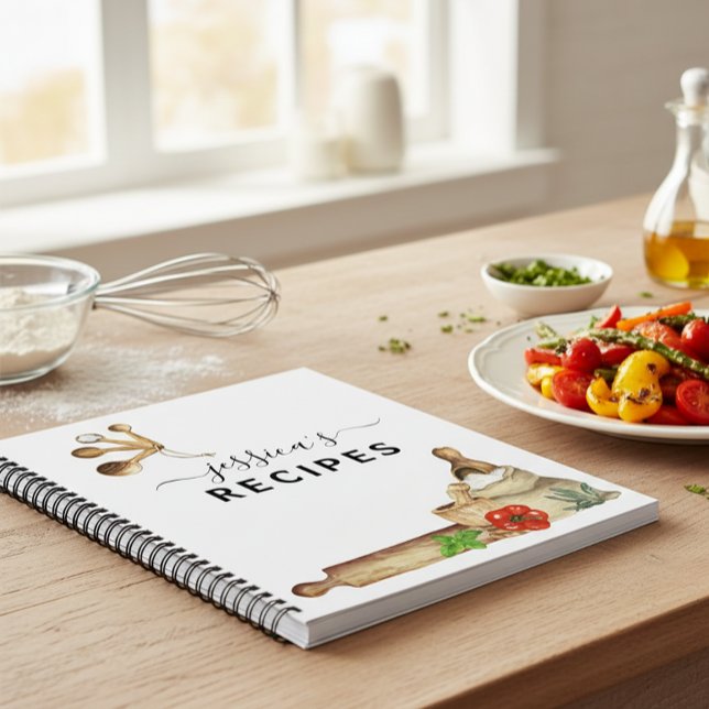 Rezepte Kochbuch Aquarell Monogramm Küche Notizbuch (Von Creator hochgeladen)