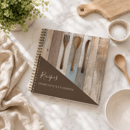 Rezepte Küchenutensilien aus Holz, braunes Kochbuc Notizbuch