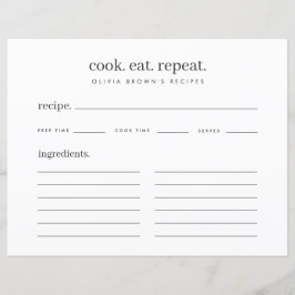 Rezepte | Minimale Recipe Binder Umschließkarte