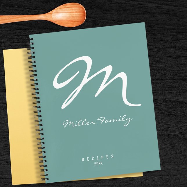 Rezepte Mit Monogramm Dusty Blue Notizbuch (Von Creator hochgeladen)