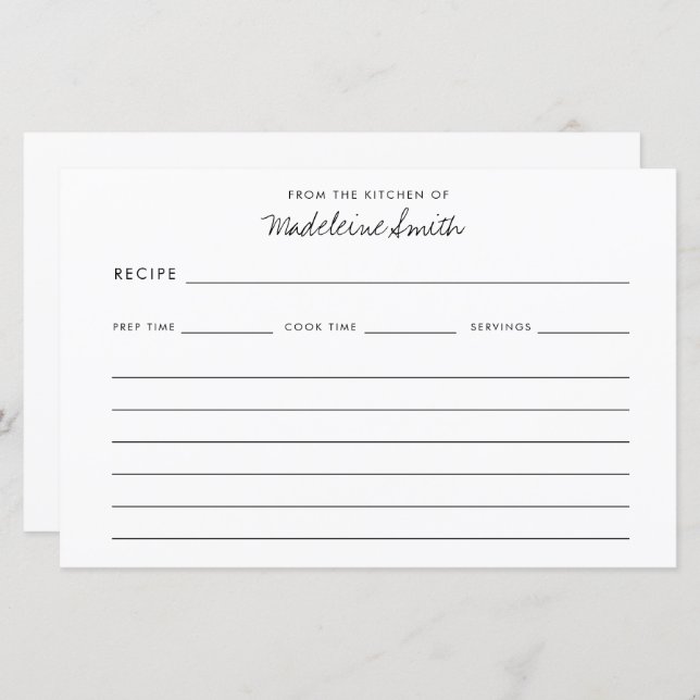 Rezepte Modernes Skript aus der Küche Rezept Karte (Vorne/Hinten)