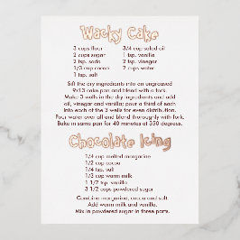 Rezepte Postkarte für abgebackenen Kuchen und Scho