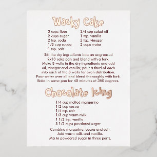 Rezepte Postkarte für abgebackenen Kuchen und Scho