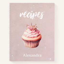 Rezepte Rosa Glitzer Cupcake Personalisiertes Note Notizbuch