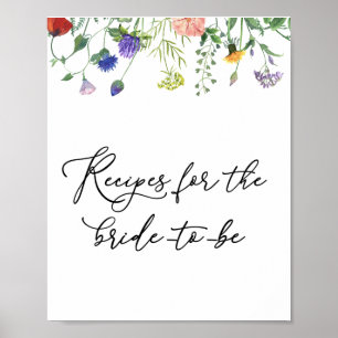 Rezepte-Schild mit Wildblumen und summenden Bienen Poster