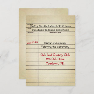 Rezeption für die Retro Library Card Hochzeit Einladung