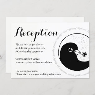 REZEPTION-INVITE. b/w YinYang-Tauben Einladung