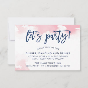 REZEPTION süße handgeschriebene marine rosa Aquare Einladung