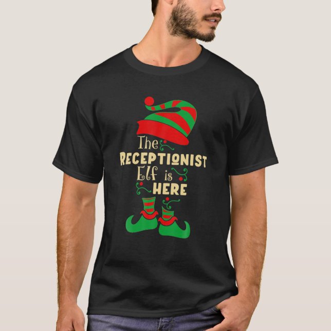 Rezeptionist Elf Christmas Matching Family Christm T-Shirt (Vorderseite)