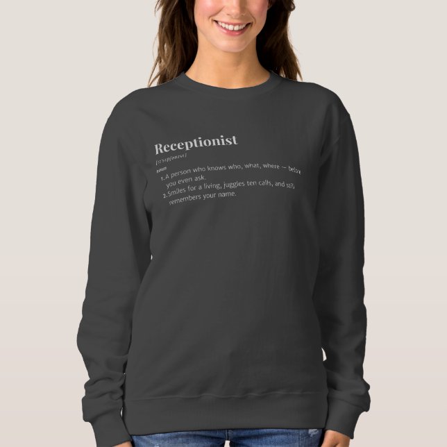 Rezeptionistin Definition - Wörterbuchstil Sweatshirt (Vorderseite)