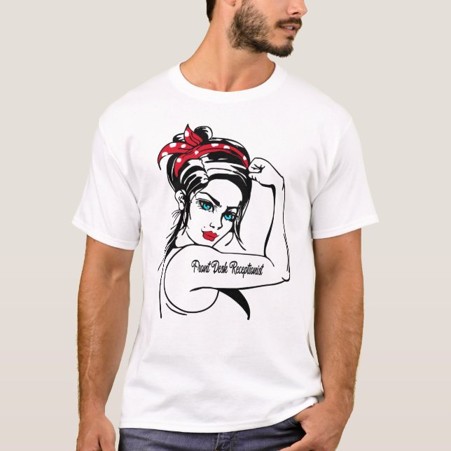 Rezeptionistin Rosie The Riveter Button Up T-Shirt (Vorderseite)