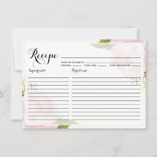 Rezeptionskarte für Wasserfarben Rosa Peonies