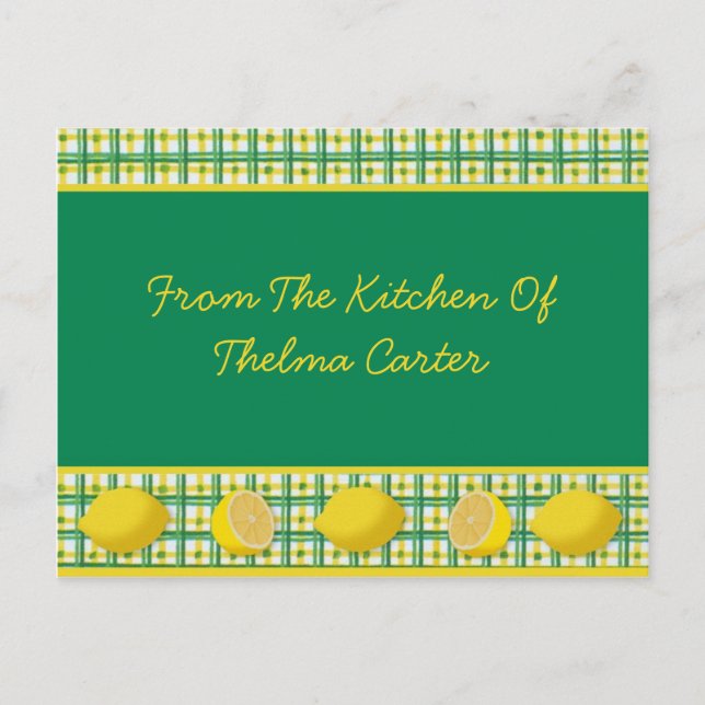 Rezeptionskarte für Zitronen Postkarte (Vorderseite)