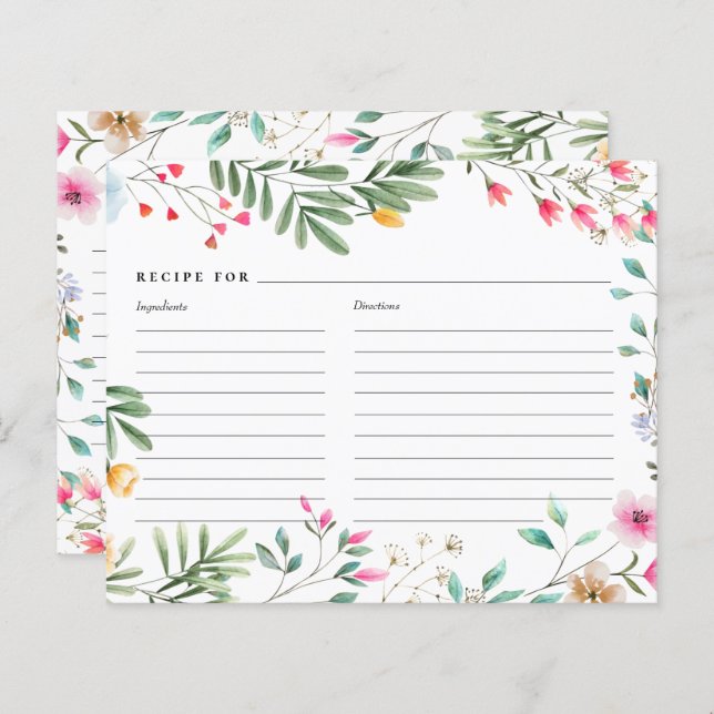 Rezeptionskarten für Wildblumen (Vorne/Hinten)