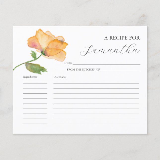 Rezeptionskarten Orangefarbene Blume (Vorderseite)