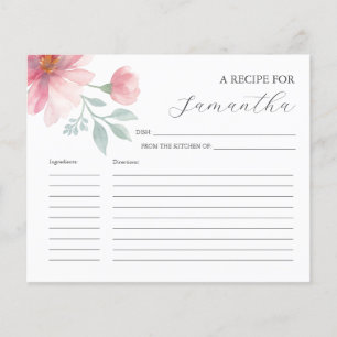 Rezeptionskarten Rosa Aquarellfarben Blume