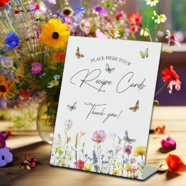 Rezeptionskarten Wildblume Schmetterlinge Brautpar Sockelschild