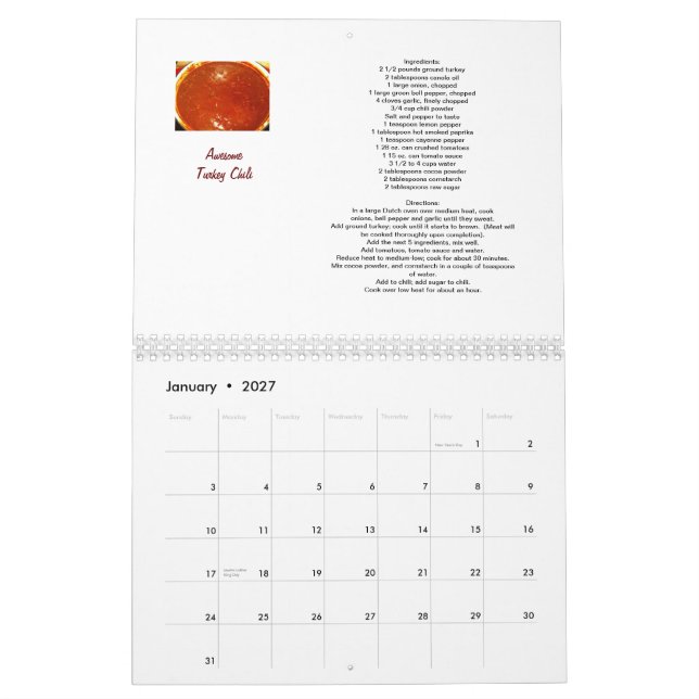 Rezeptkalender Kalender (Jan 2027)