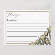 Rezeptkarte alte gelbe Tulpe