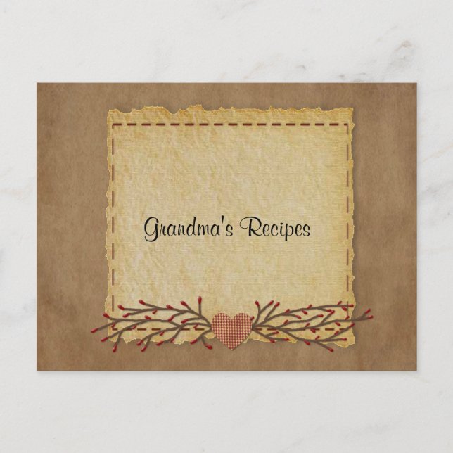 Rezeptkarte für altes Papier Postkarte (Vorderseite)