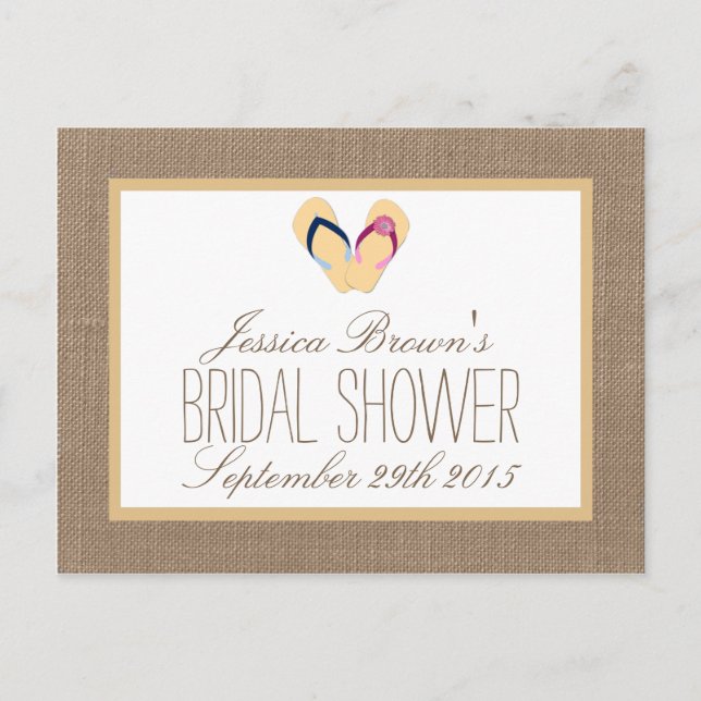 Rezeptkarte für das Brautparty "dreh Flop Burlap B Einladungspostkarte (Vorderseite)