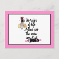 Rezeptkarte für die rosa und schwarze Mama