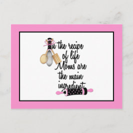 Rezeptkarte für die rosa und schwarze Mama Postkarte