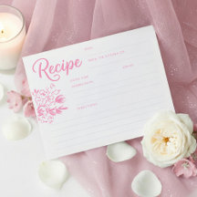 Rezeptkarte für rosa-whimsische Brautparty