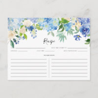 Rezeptkarte für Wasserfarben Blau und Lila Hydrang