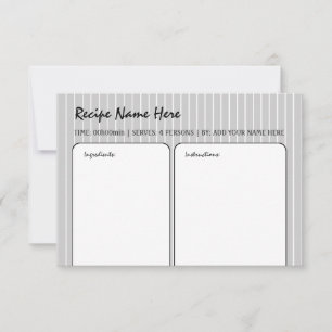 Rezeptkarte für weiße Streifen Einladung