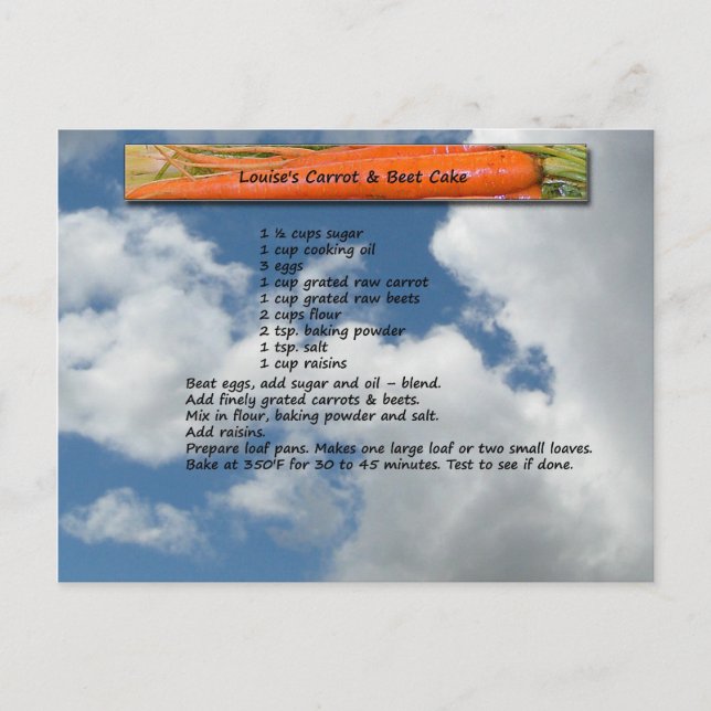 Rezeptkarte für Zuckerrüben und Zuckerrüben Postkarte (Vorderseite)