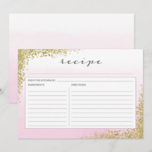 Rezeptkarte in Rosa und Gold Einladung